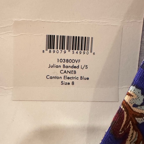 Diane von Furstenberg electric blue & orange Floral Wrap Dress size 8 - Picture 4 of 4